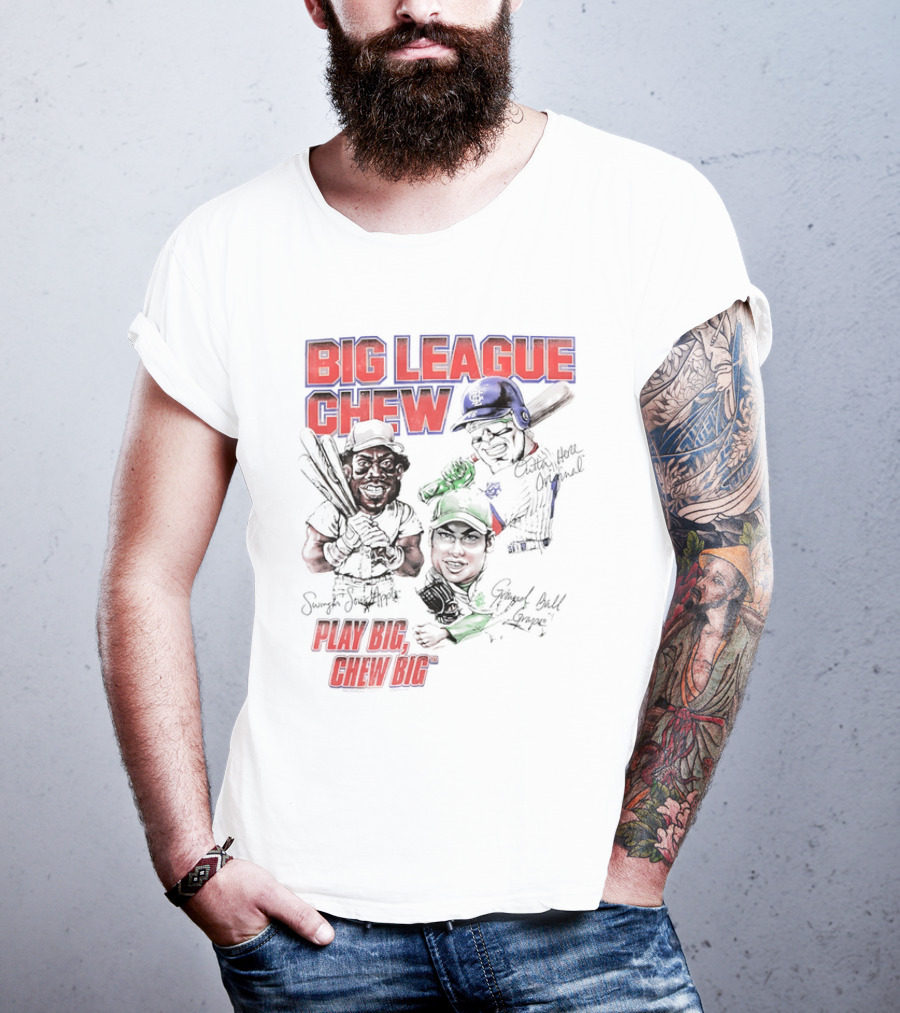 Big League Chew Play Big Chew Big Baseball Caricature T-Shirt