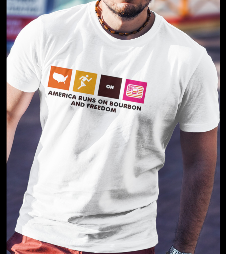 America Runs On Bourbon And Freedom Map Runner Flag T-Shirt
