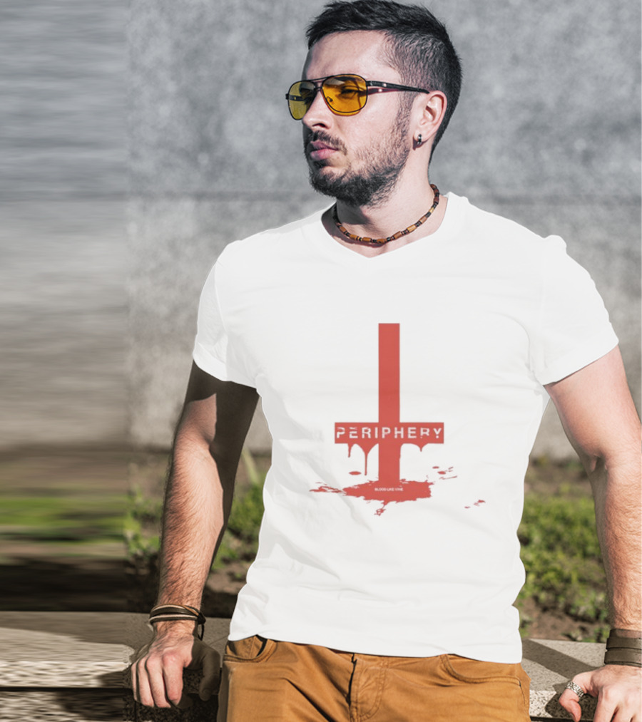 Periphery Blood Like Wine Dripping Cross Design T-Shirt
