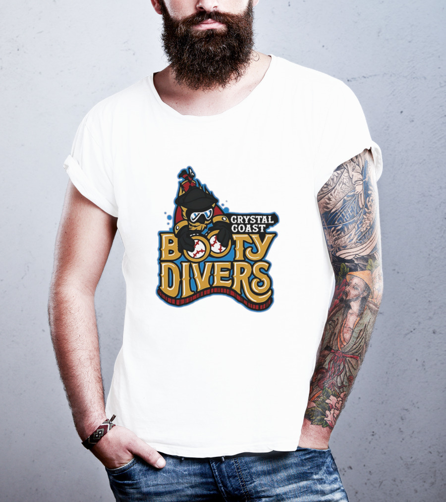 Crystal Coast Booty Divers Pirate Spyglass Emblem T-Shirt