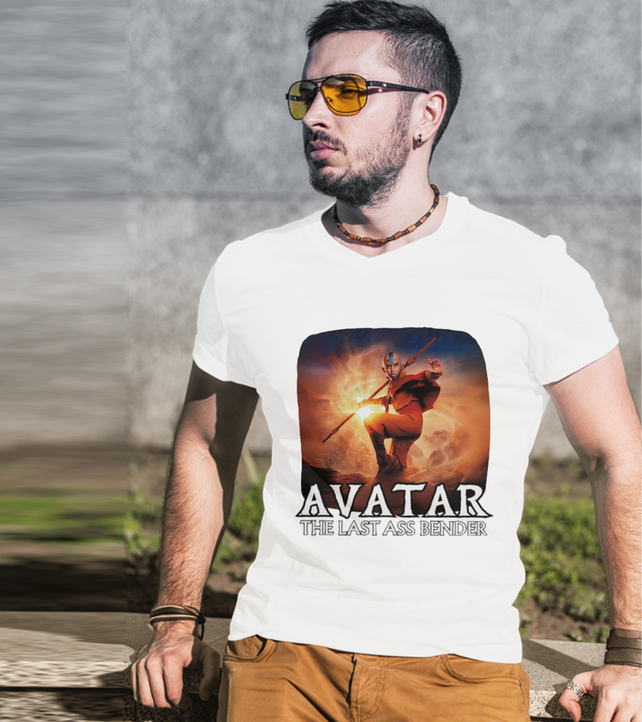 Avatar The Last Ass Bender Aang Parody With Red Outfit And Staff T-Shirt