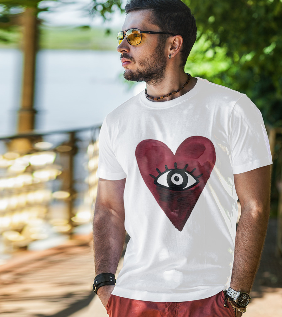 Burgundy Hearts Club Eye Retro T-Shirt