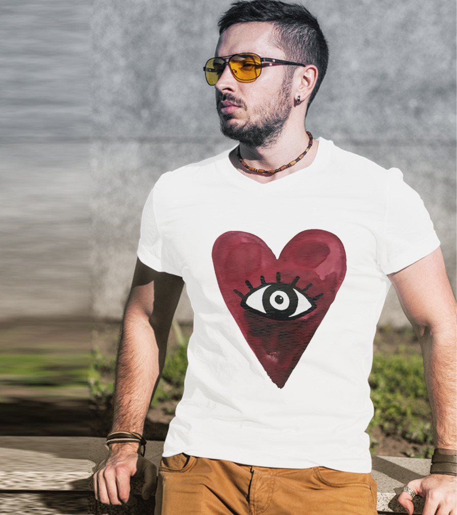 Burgundy Hearts Club Eye Retro T-Shirt