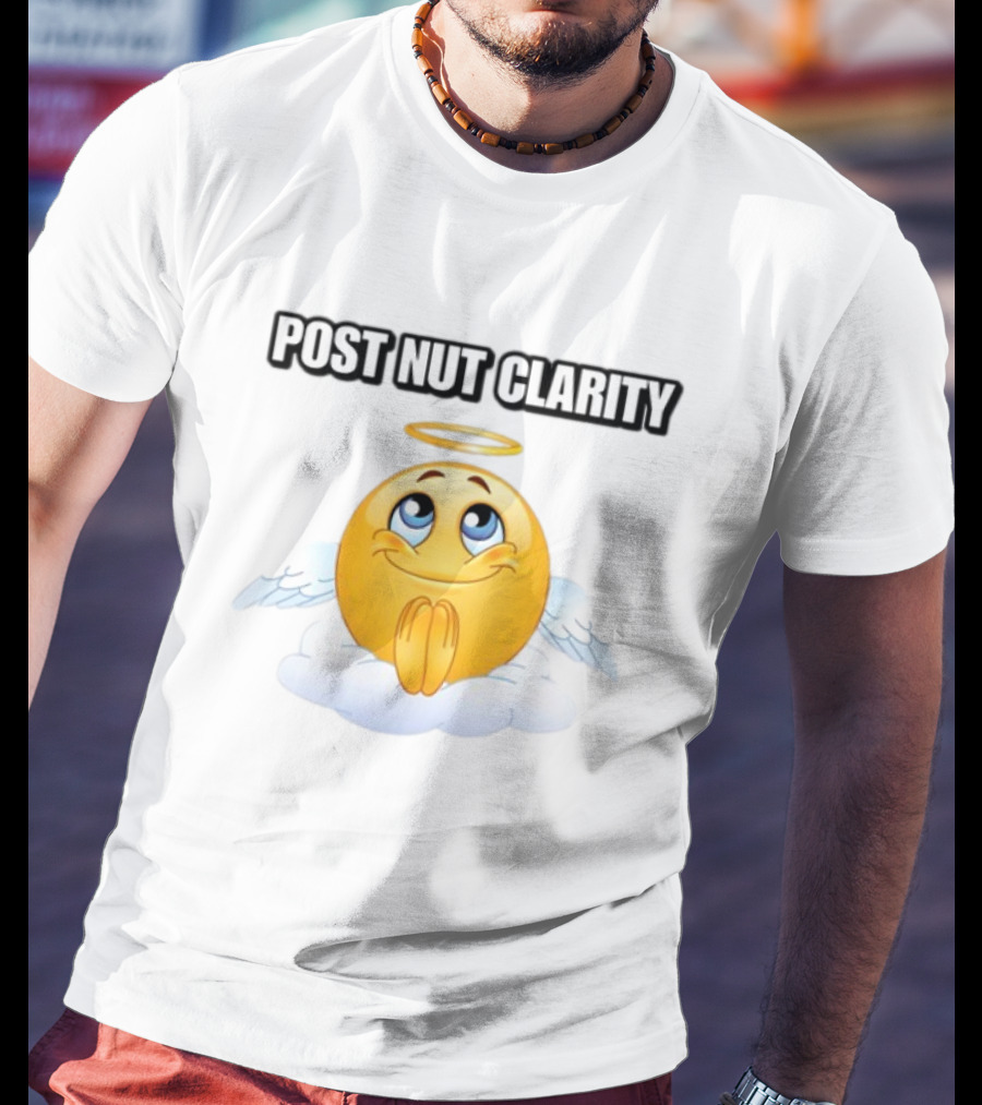 Cringeytees Post Nut Clarity Angel Emoji On Cloud T-Shirt