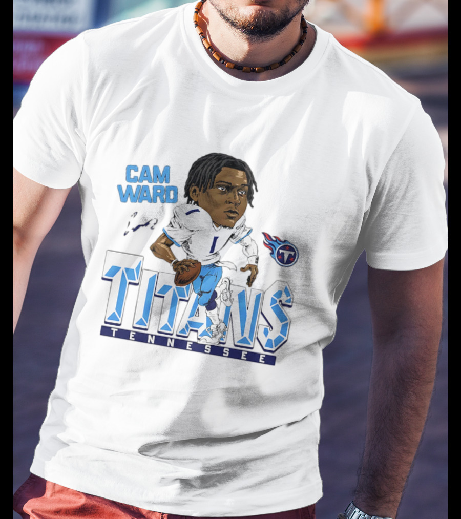 Cam Ward Tennessee Titans NFL Football Cartoon Character T-Shirt