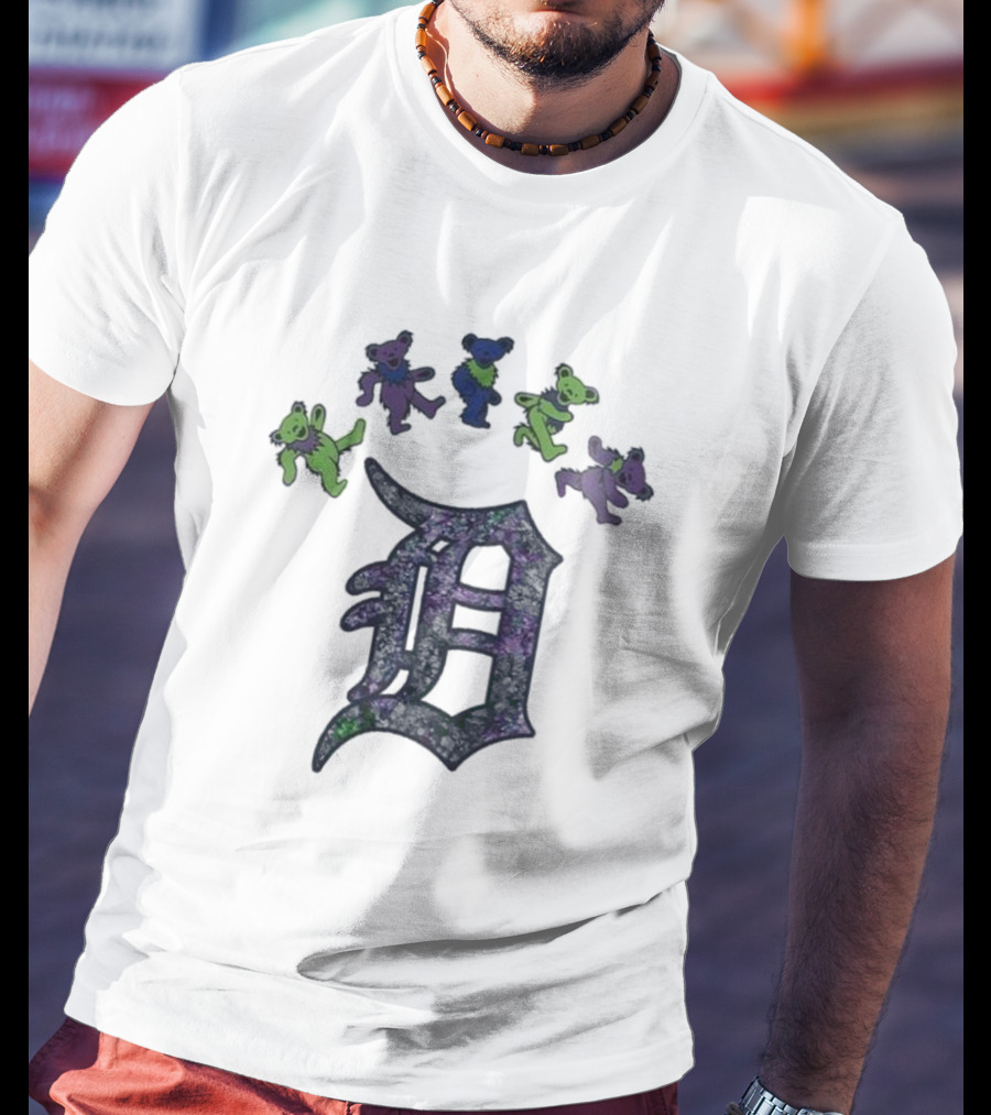 Detroit Tigers Grateful Dead Night 2025 Bears And D Logo T-Shirt