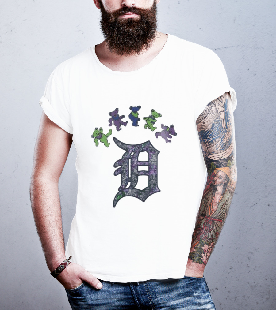 Detroit Tigers Grateful Dead Night 2025 Bears And D Logo T-Shirt