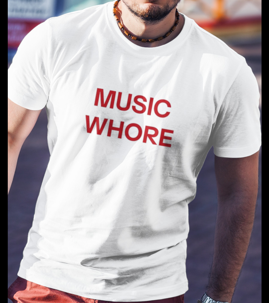 Divadelight Music Whore Bold Red Text Design T-Shirt
