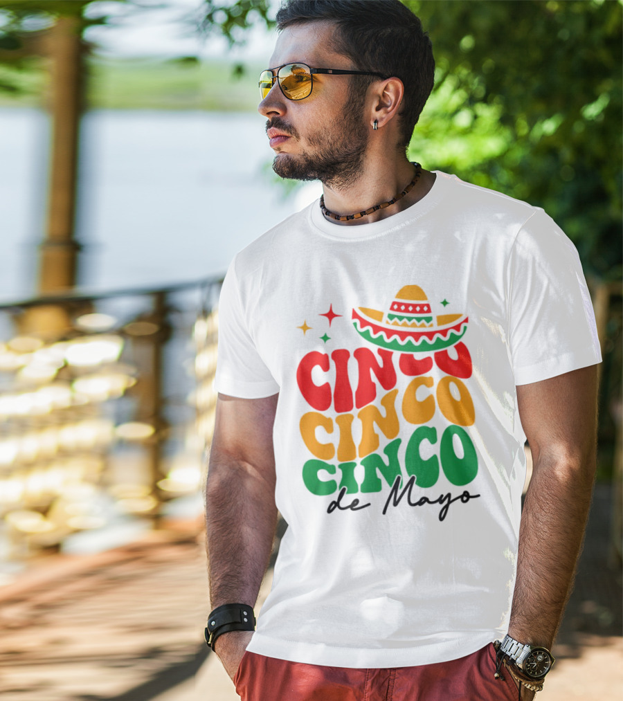 Cinco Cinco Cinco De Mayo Sombrero Festive Colors T-Shirt