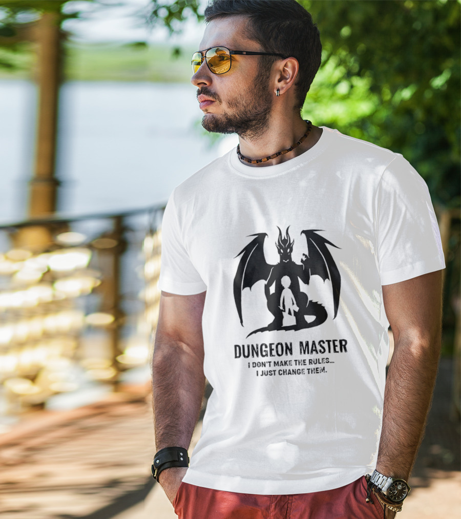 Dungeon Master I Don’t Make The Rules I Just Change Them Dragon Silhouette T-Shirt