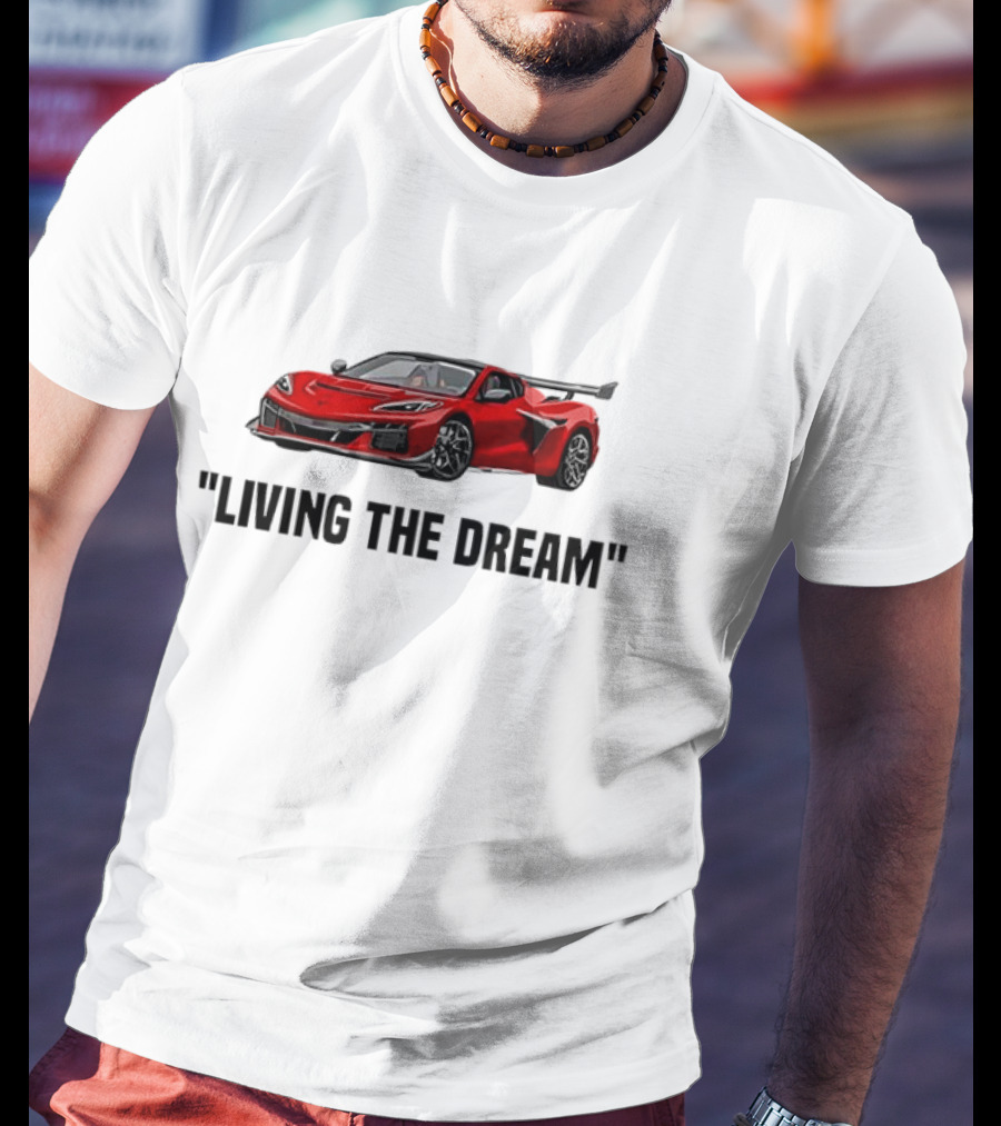 Corvette Living The Dream Red Convertible Car T-Shirt