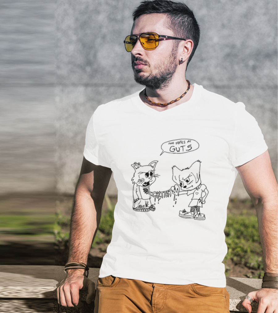 Cr1ttern3t She Hates My Guts Grumpy Cats Comic Style T-Shirt