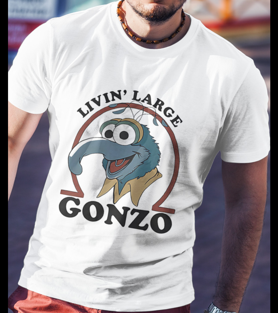Gonzo Livin’ Large With Cartoon Character Illustration T-Shirt