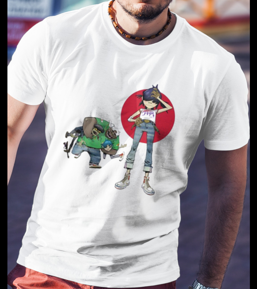 Gorillaz Invisible Sun Japanese Red Circle Band Members T-Shirt