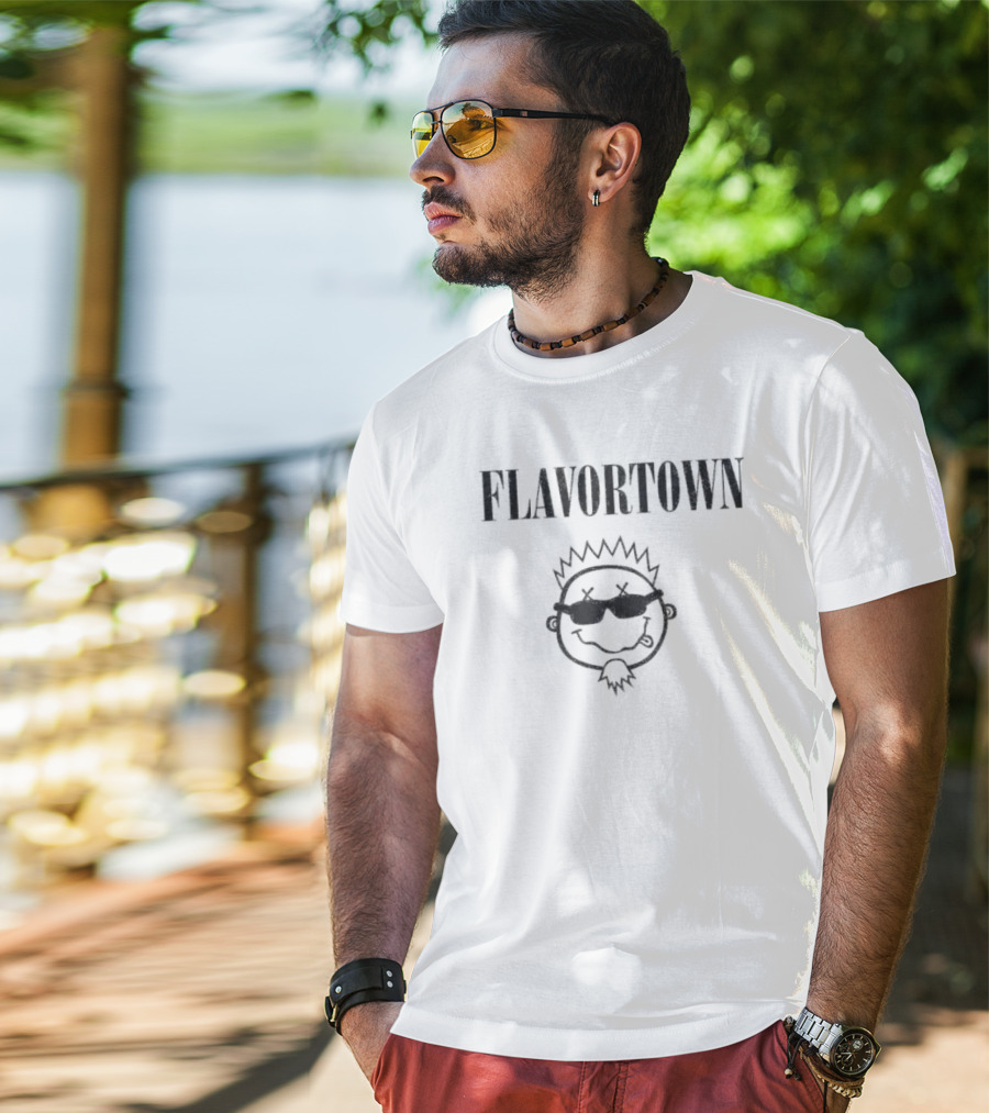 Flavortown Guy Fieri Smells Like Flavor With Sunglasses Pizza Icon T-Shirt