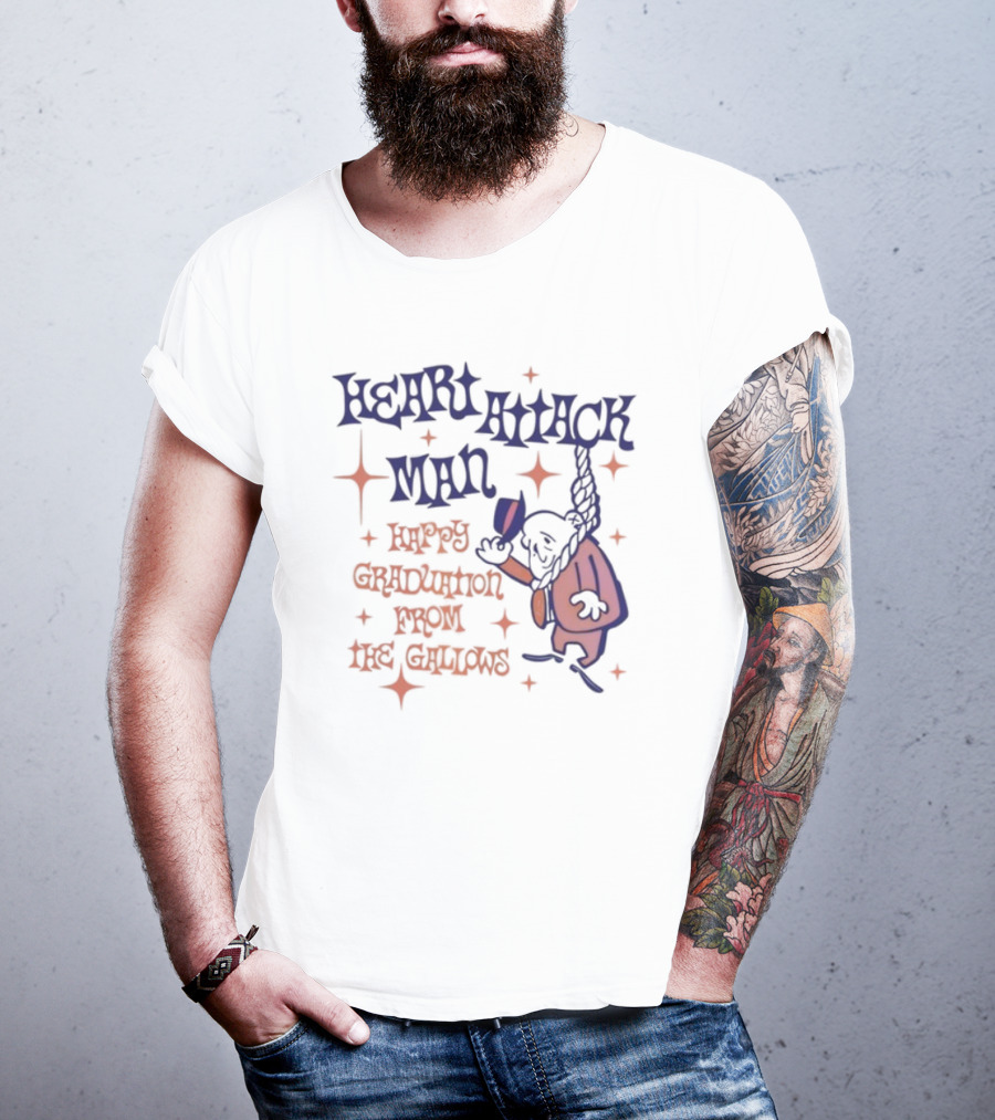 Heart Attack Man Happy Graduation From The Gallows Hanging Character Retro Style T-Shirt