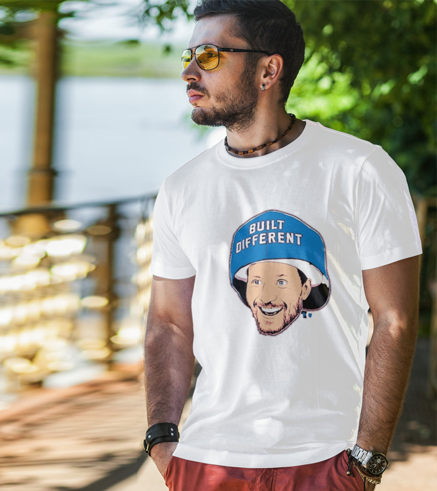 Gabriel Landeskog Built Different Blue Helmet Illustration T-Shirt