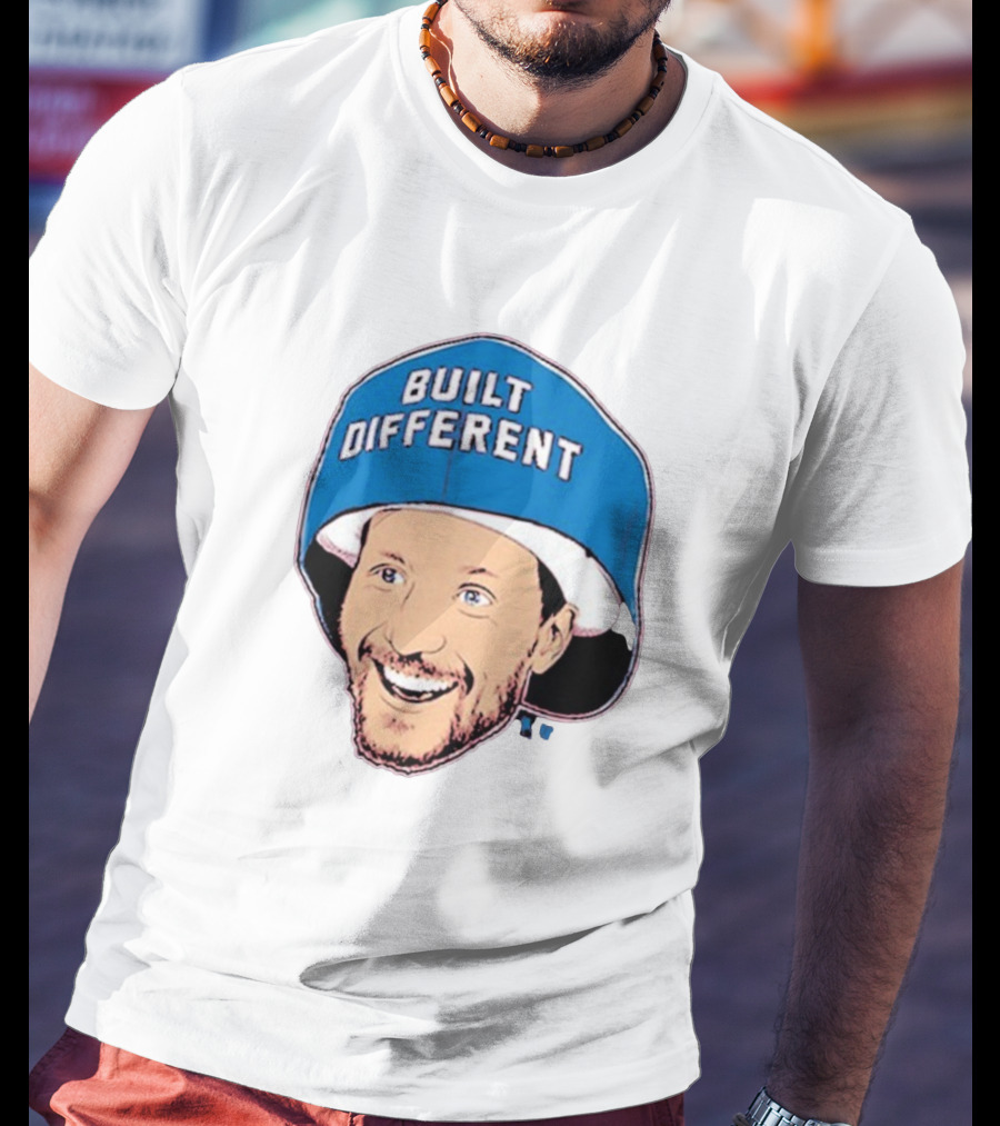Gabriel Landeskog Built Different Blue Helmet Illustration T-Shirt