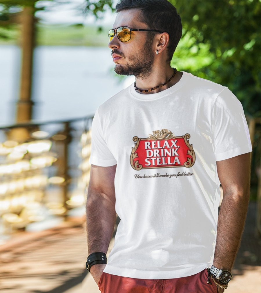Houseofharry Relax Drink Stella Belgian Beer Inspired Crest T-Shirt