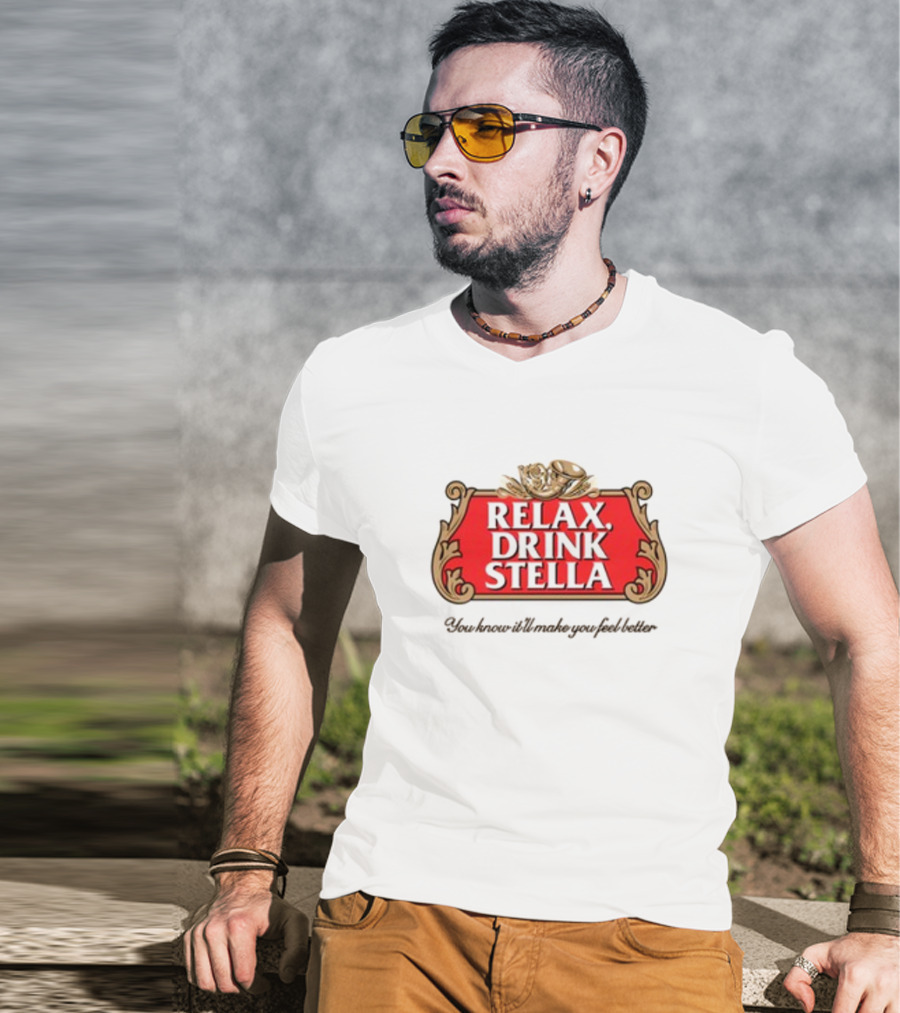 Houseofharry Relax Drink Stella Belgian Beer Inspired Crest T-Shirt