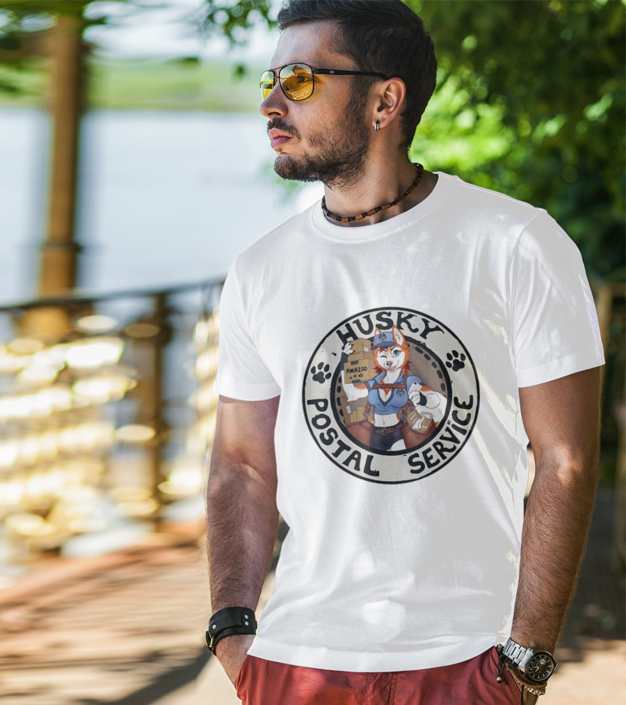 Husky Postal Service Amazoo Paw Print Circle T-Shirt