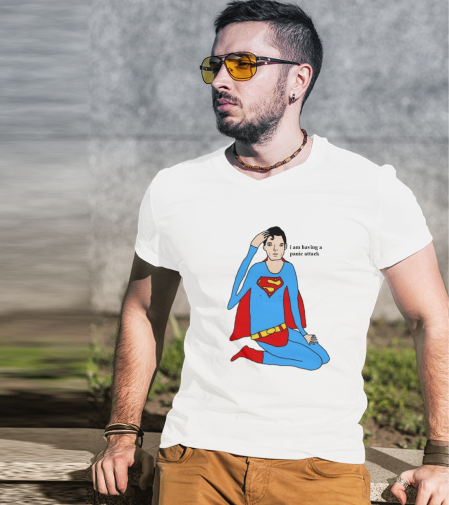 Superhero Costume Nervous Expression "I Am Having A Super Panic Attack" T-Shirt