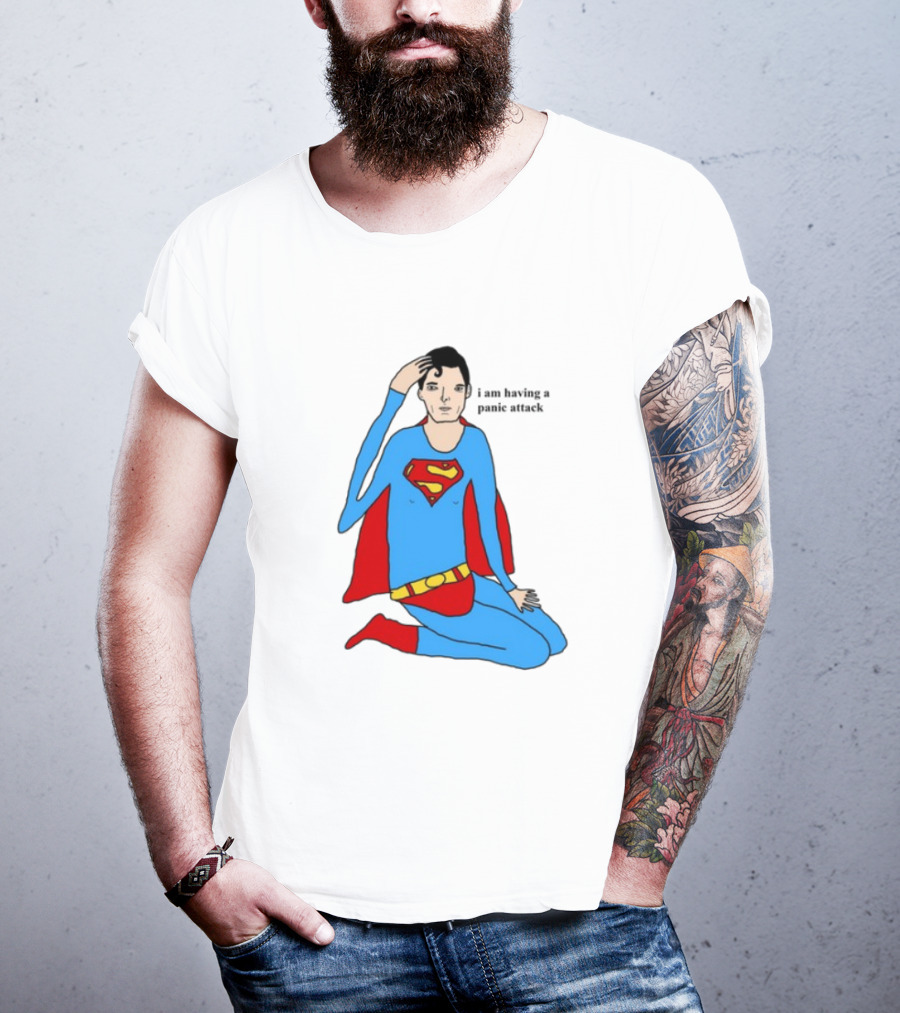 Superhero Costume Nervous Expression "I Am Having A Super Panic Attack" T-Shirt