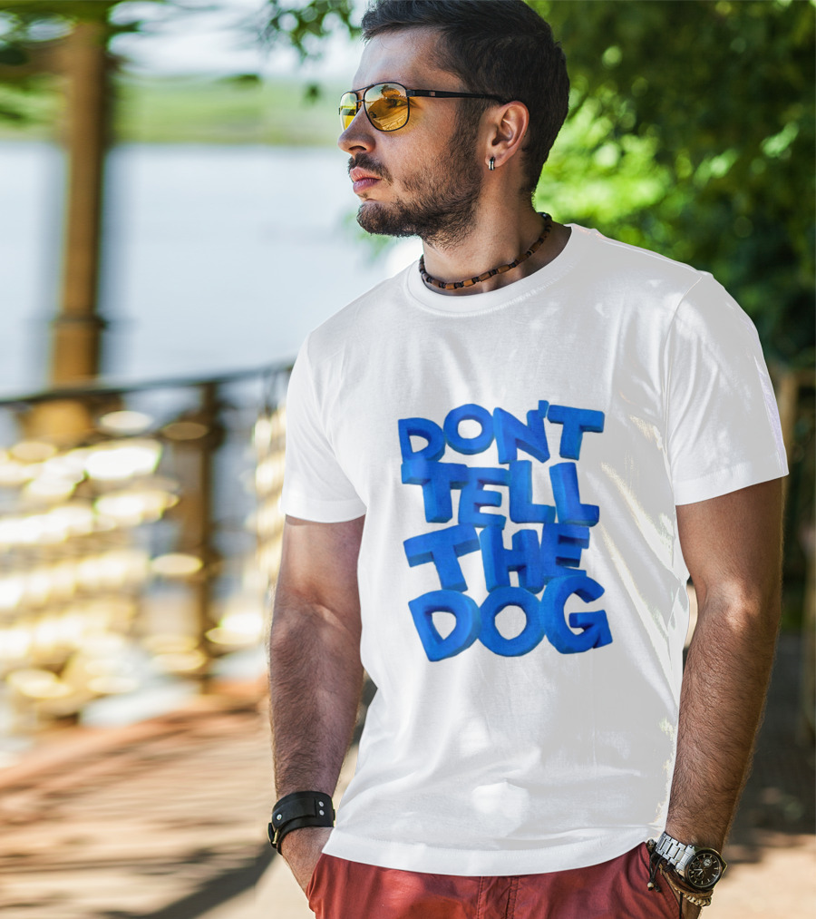 James Marriott Don't Tell The Dog Blue Text White Album T-Shirt