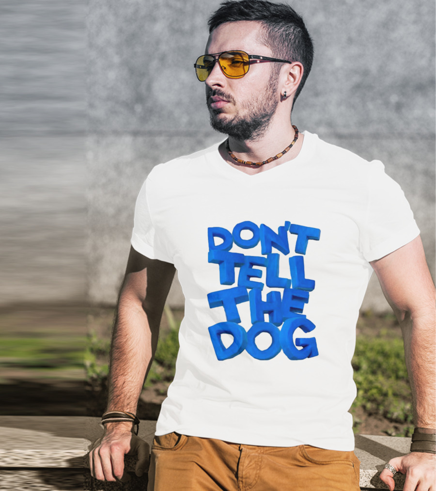 James Marriott Don't Tell The Dog Blue Text White Album T-Shirt