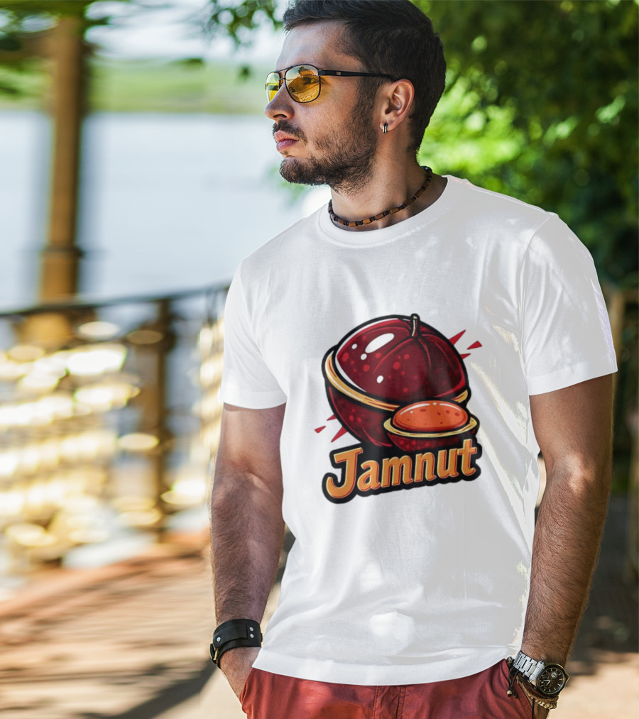 Jamnut Bold Fruit Style Text And Iconic Split Shell Nut T-Shirt