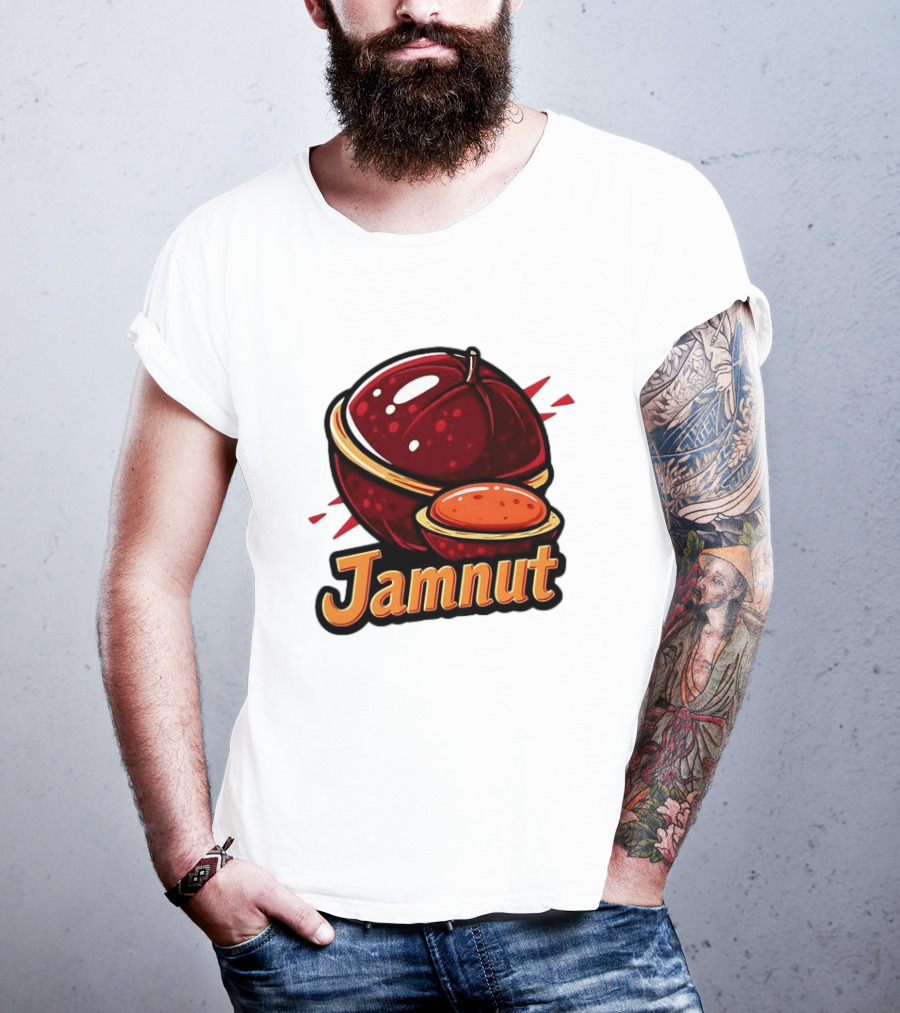 Jamnut Bold Fruit Style Text And Iconic Split Shell Nut T-Shirt