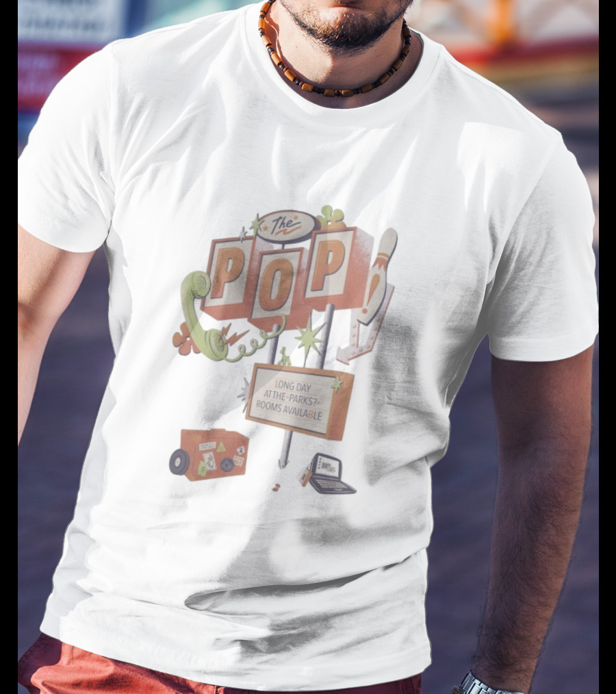 The Pop Long Day At The Parks Rooms Available Retro Sign With Bowling And Telephone Elements T-Shirt