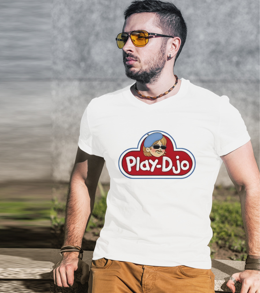 Play-Djo Joe Keery Character Illustration With Blue Beret T-Shirt