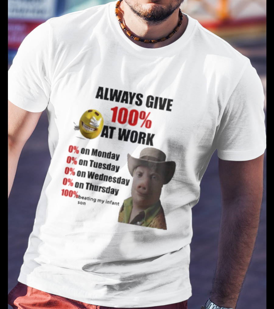 John Pork Always Give 100% At Work Emoji Cowboy Hat T-Shirt