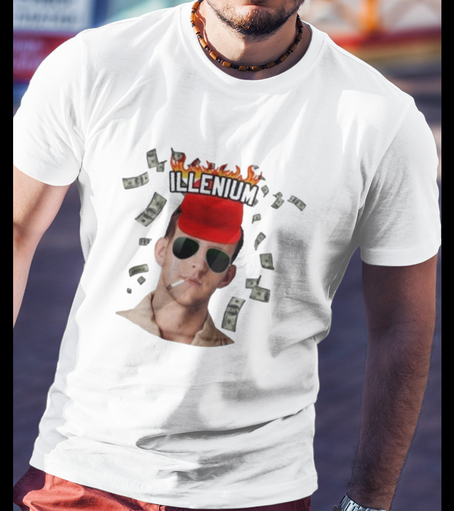 Illenium Flaming Cap Smoking Dollar Bills 2025 T-Shirt
