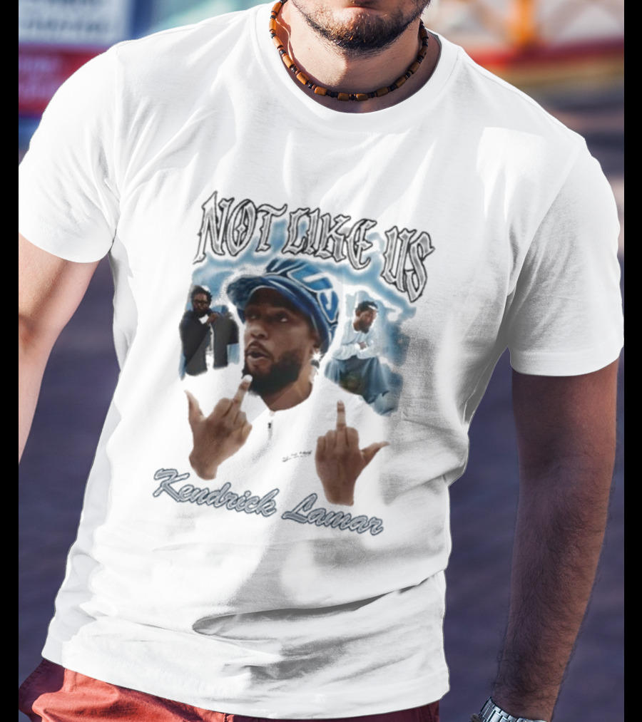 Not Like Us Kendrick Lamar Middle Finger Pose Blue Cap T-Shirt