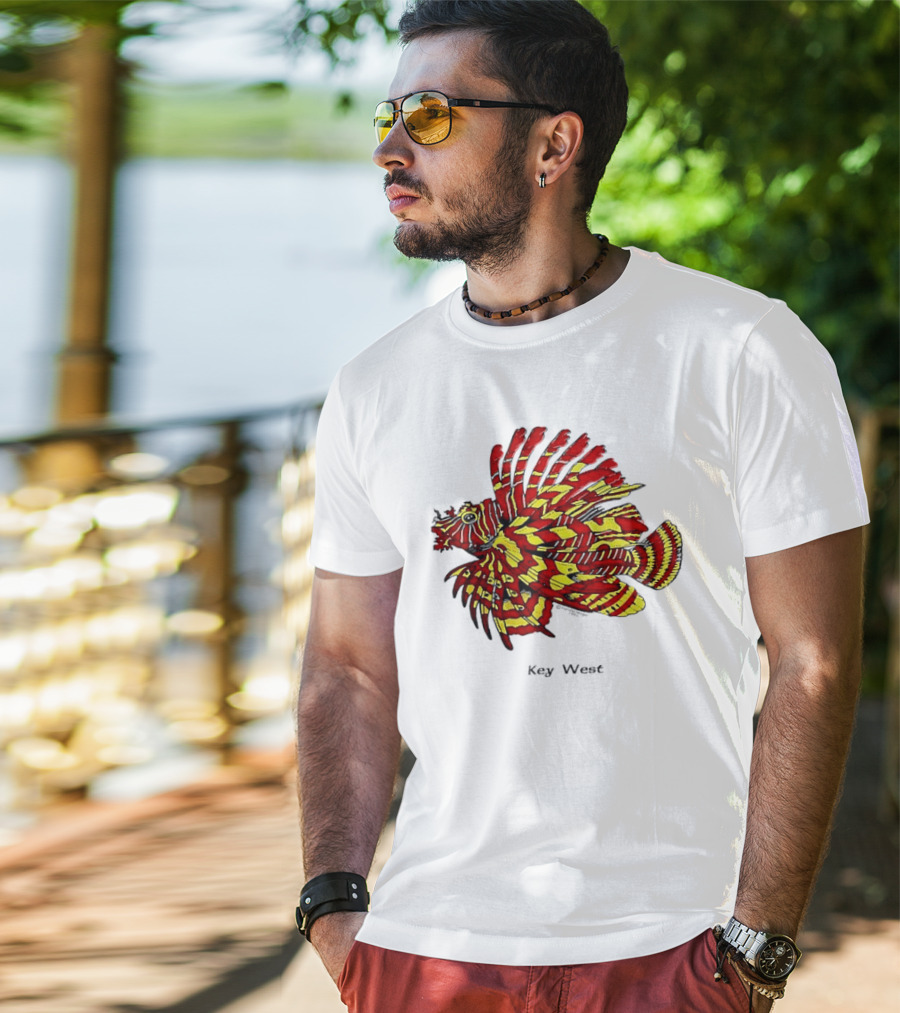 Key West Vibrant Red Yellow Lionfish T-Shirt