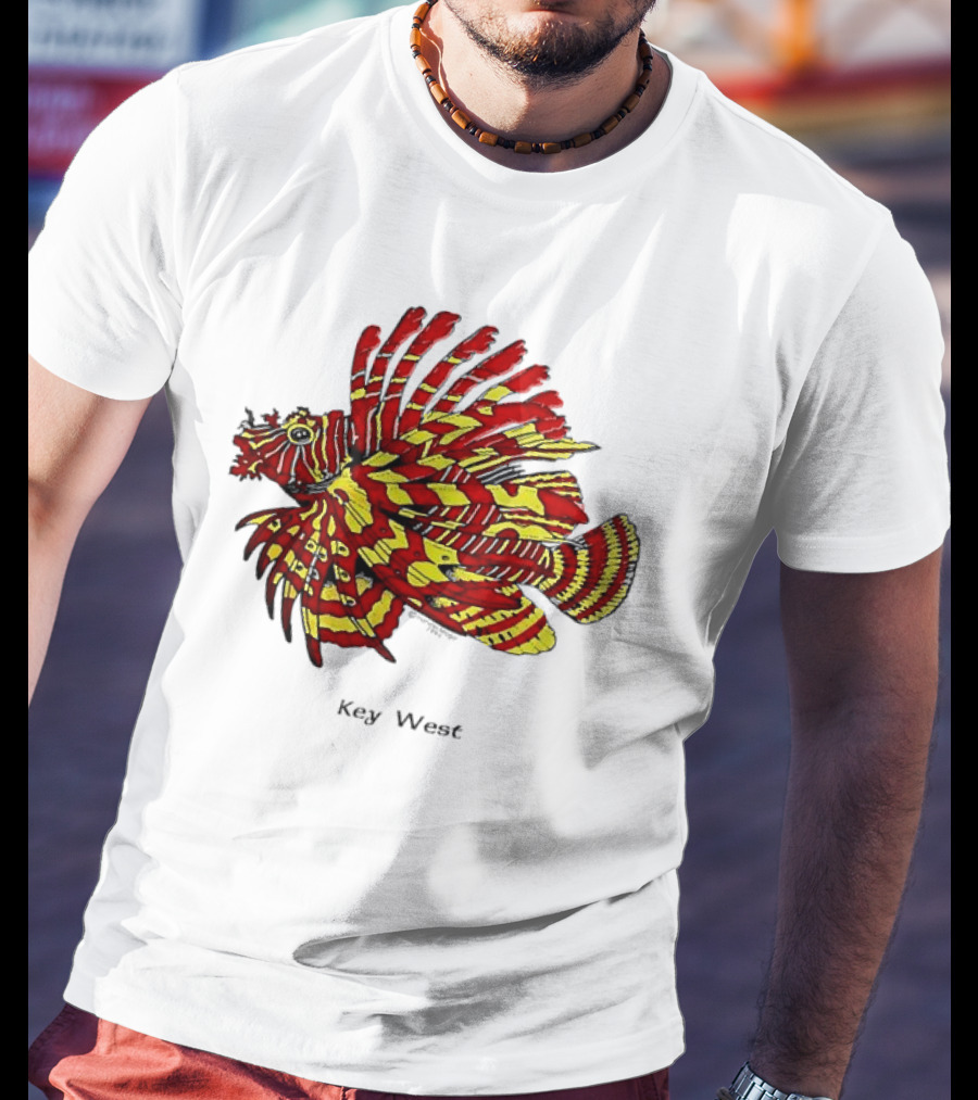 Key West Vibrant Red Yellow Lionfish T-Shirt