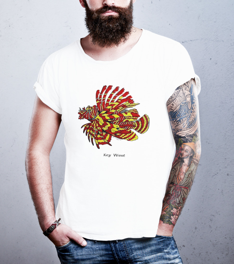 Key West Vibrant Red Yellow Lionfish T-Shirt