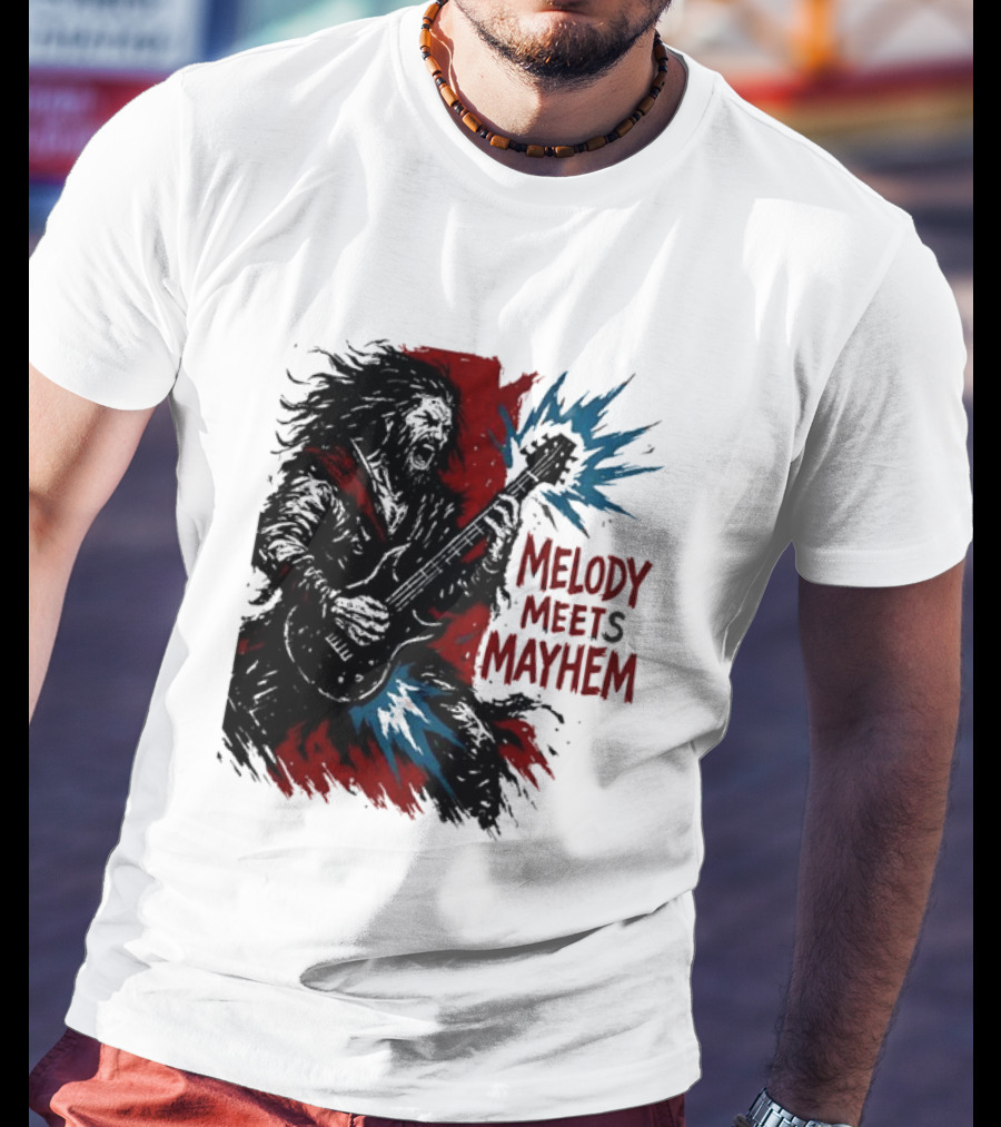 Melody Meets Mayhem Electric Red And Blue Burst T-Shirt