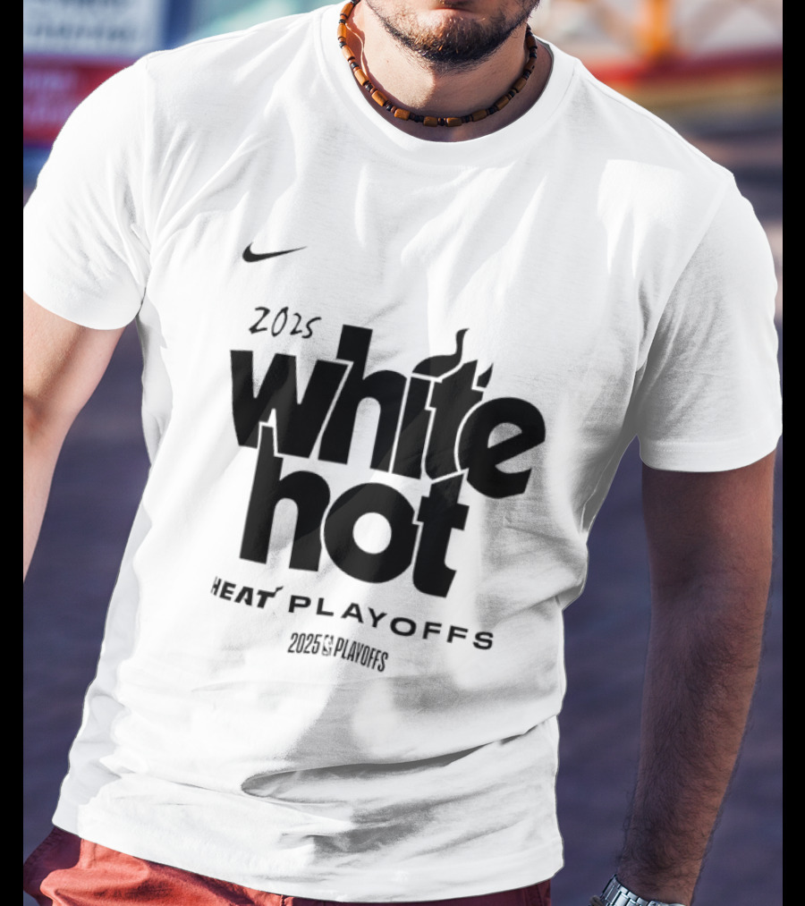 Miami Heat White Hot 2025 Playoffs NBA T-Shirt