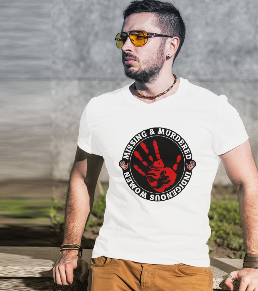 Missing Murdered Indigenous Women Red Handprint Symbol T-Shirt
