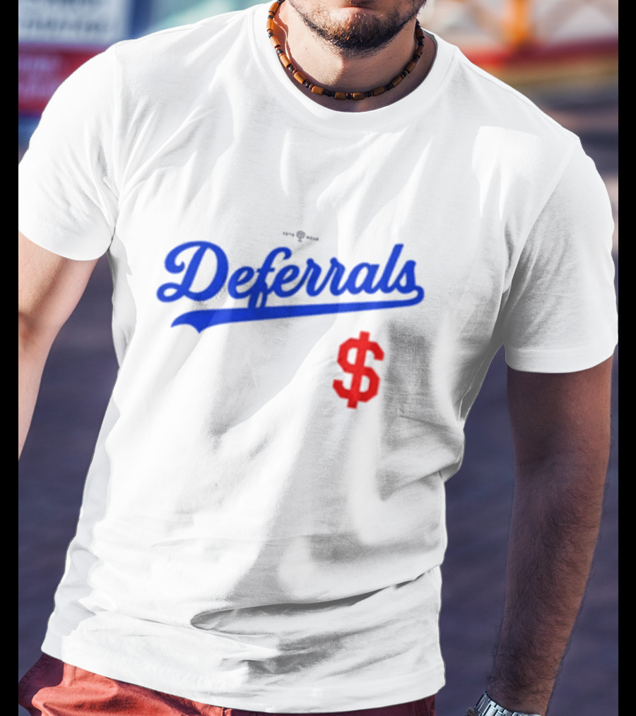 Los Angeles Dodgers Deferrals Dollar Sign Icon In Team Style T-Shirt