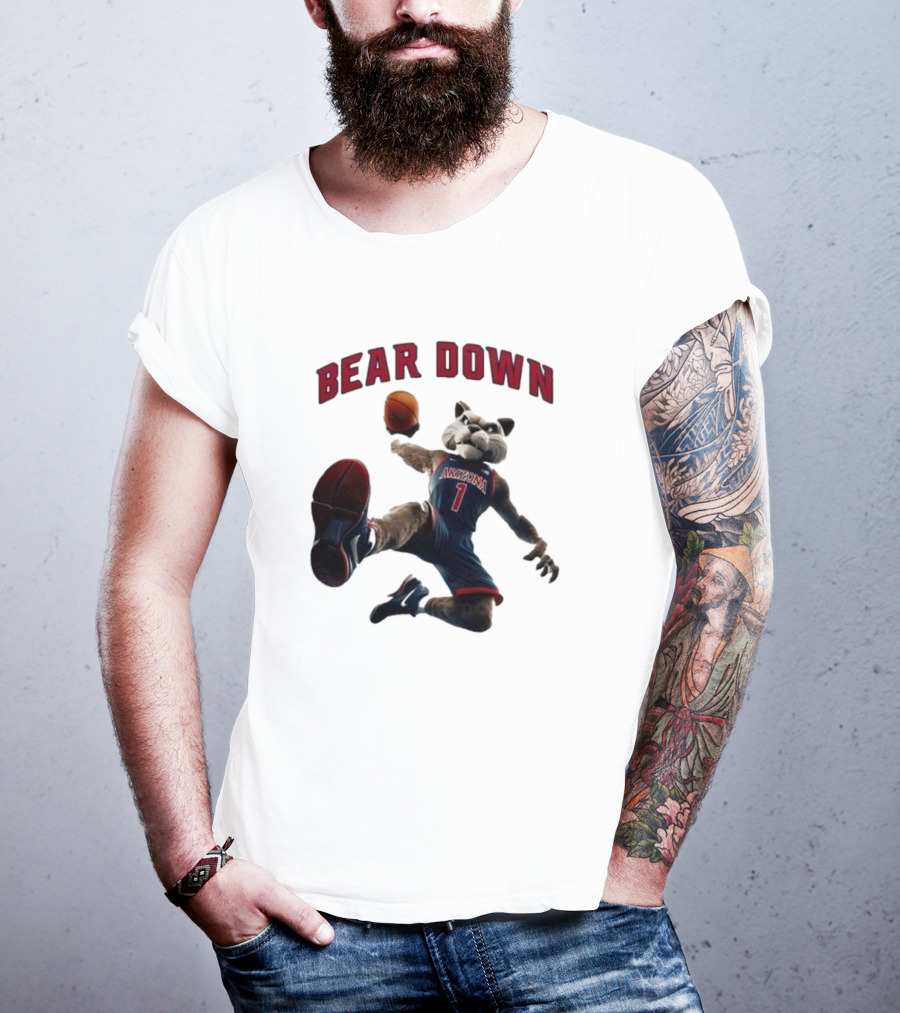 Bear Down Arizona Wildcats 2025 Mascot Basketball Action T-Shirt