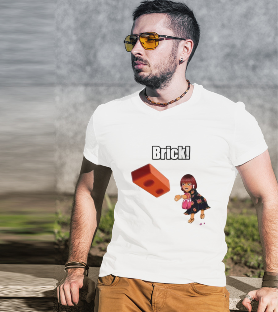 "Brick! Lushious Massacr Character With Red Brick" T-Shirt
