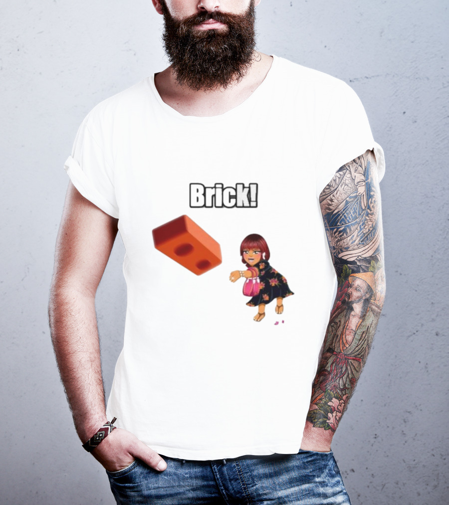 "Brick! Lushious Massacr Character With Red Brick" T-Shirt