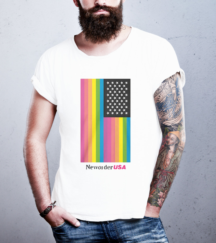 New Order USA Rainbow Flag Stars T-Shirt
