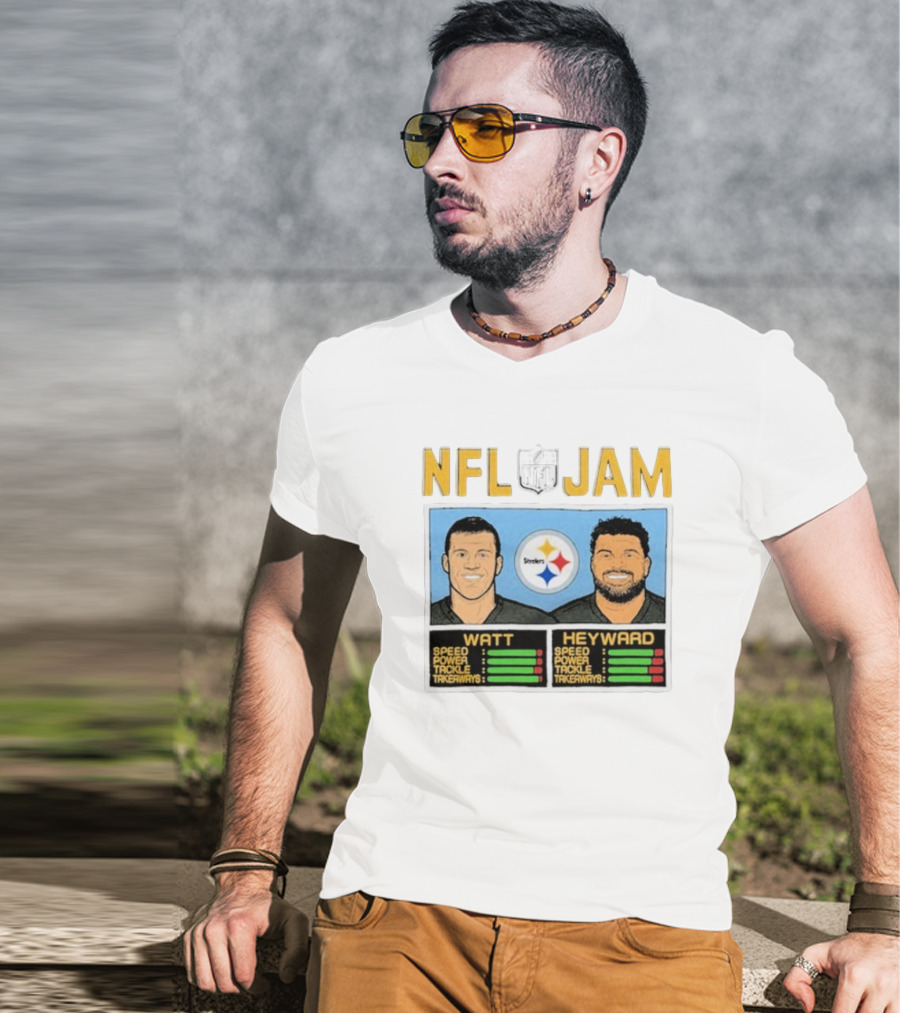 NFL Jam Steelers Watt Heyward Speed Power Tackle Takeaways T-Shirt