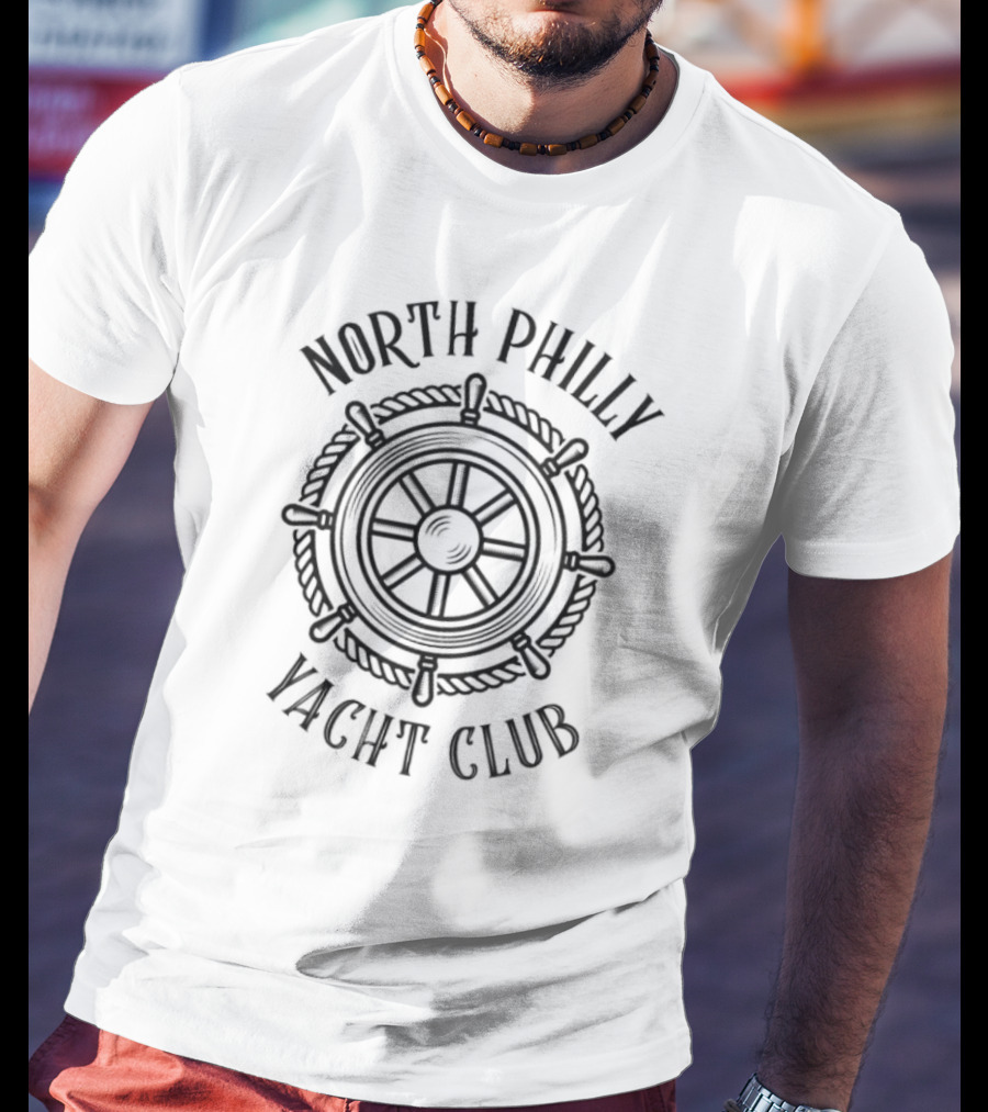 North Philly Yacht Club Nautical Wheel Emblem T-Shirt