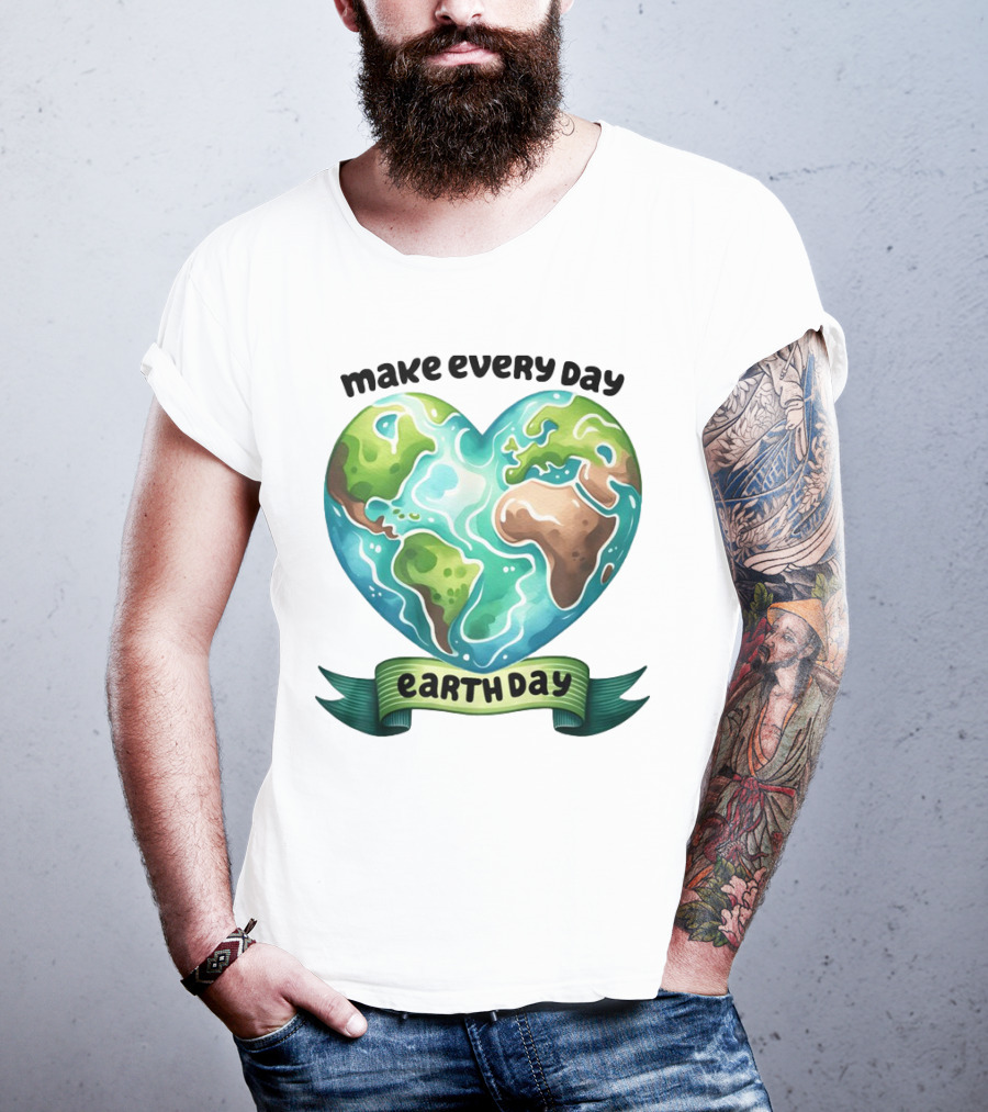 Make Every Day Earth Day Heart Shaped Planet T-Shirt